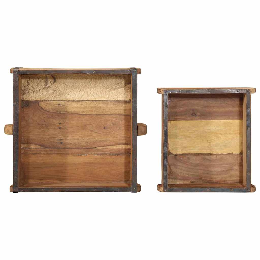 Bakke 2 stk. Brun 29 x 31 x 10 cm Solid genbrugs træ