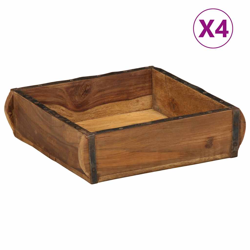 Bakke 4 stk. Brun 29 x 31 x 10 cm Solid genbrugs træ