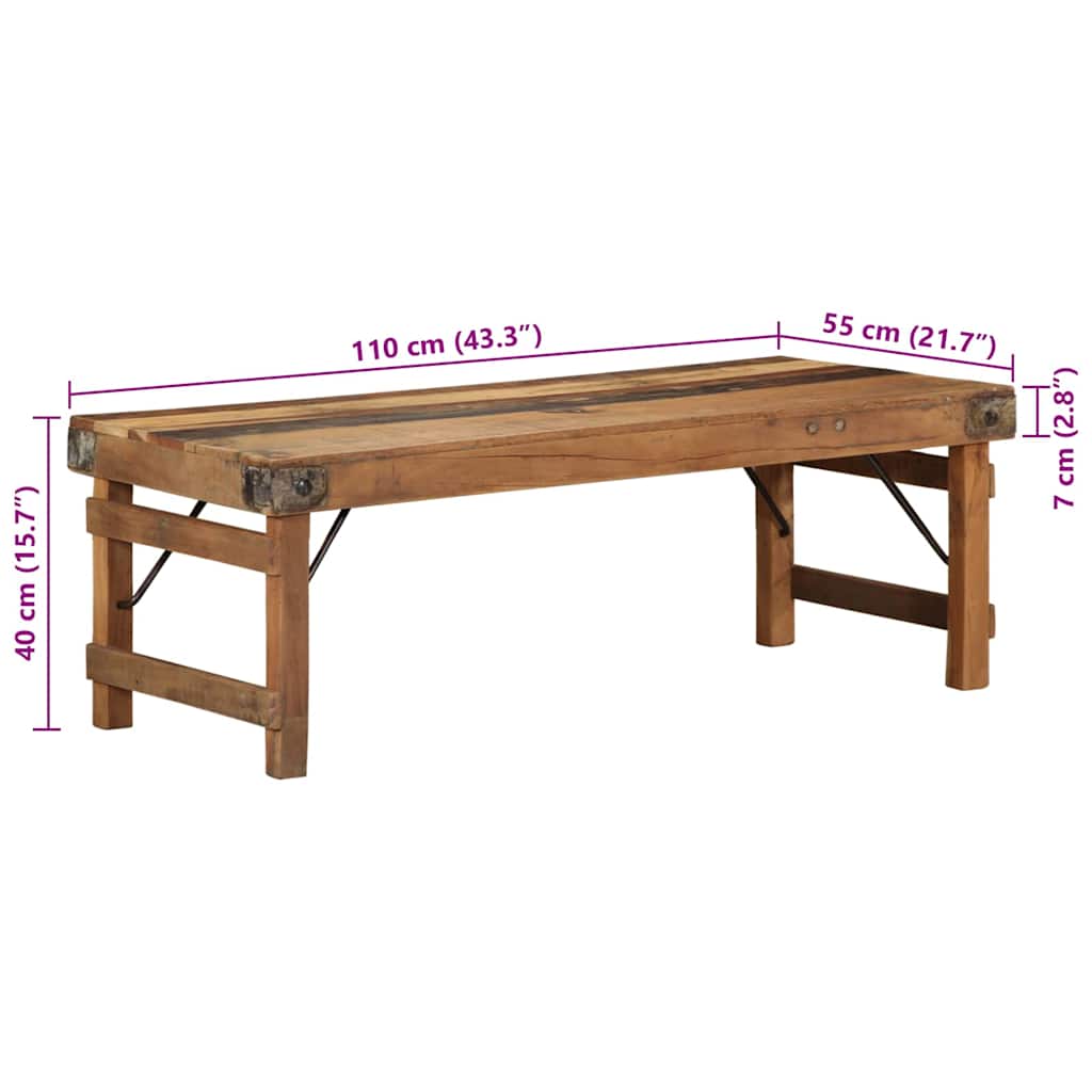 Sofabord Brun 110 x 55 x 40 cm Solid genbrugs træ