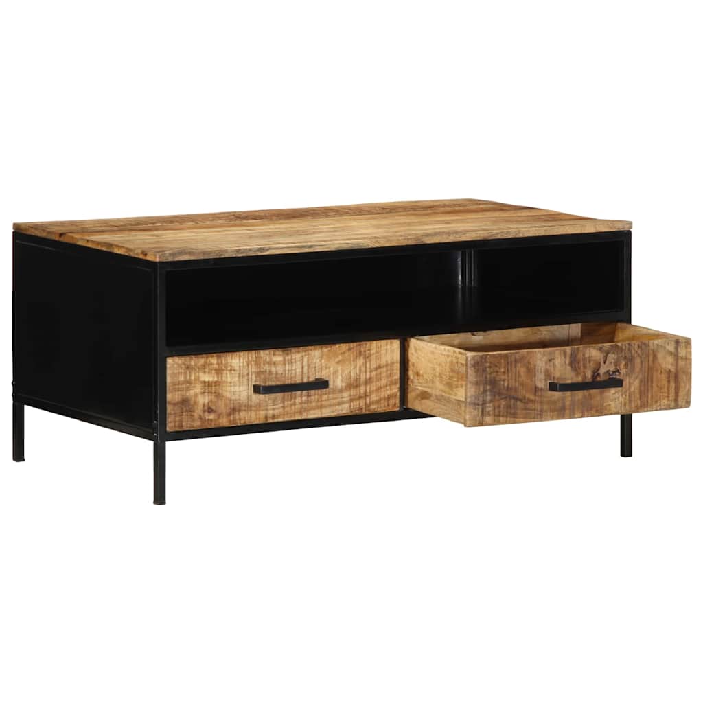 Sofabord Brun 90 x 50 x 40 cm Massiv mango træ og metal