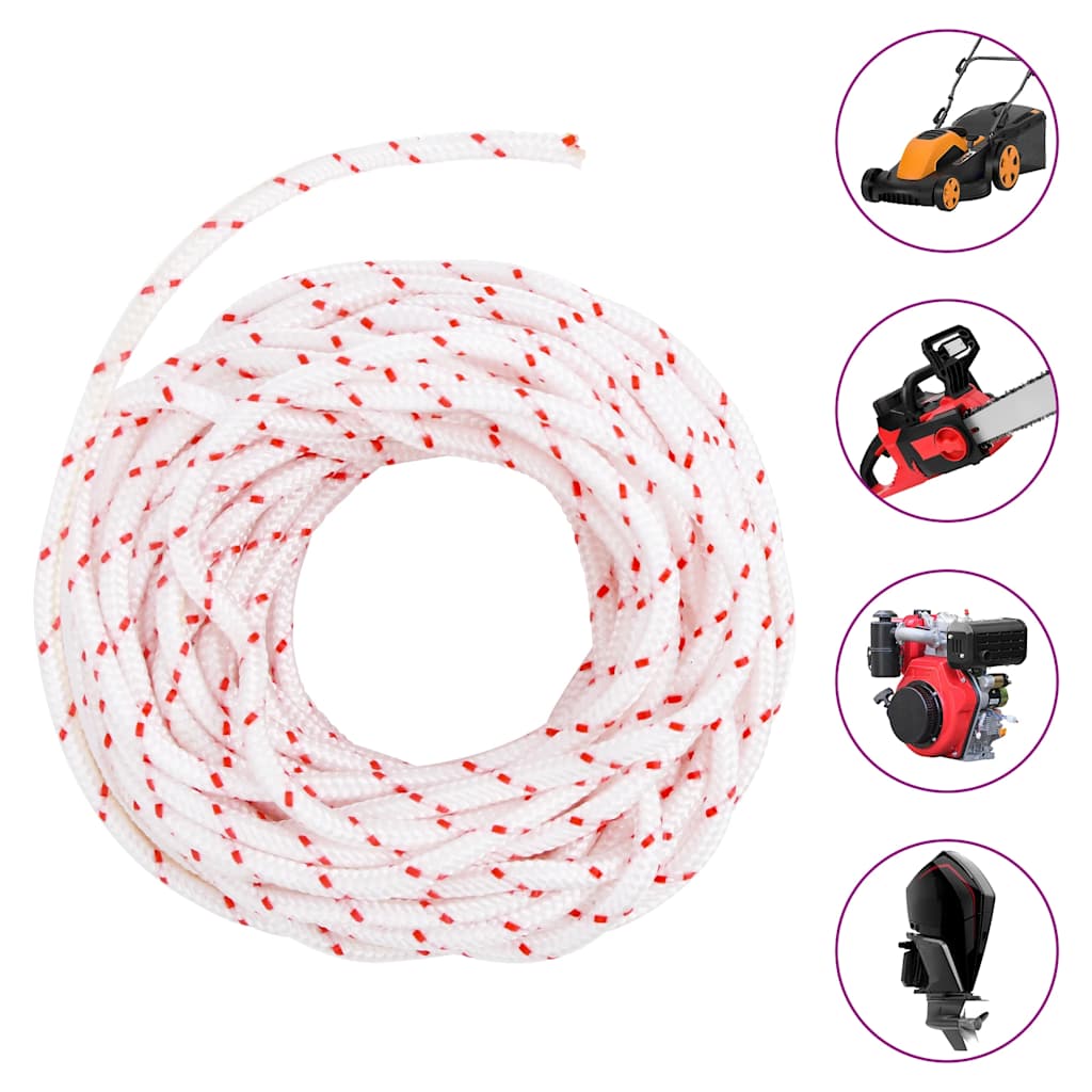 startsnor Ø4 mm 10 m nylon hvid og rød