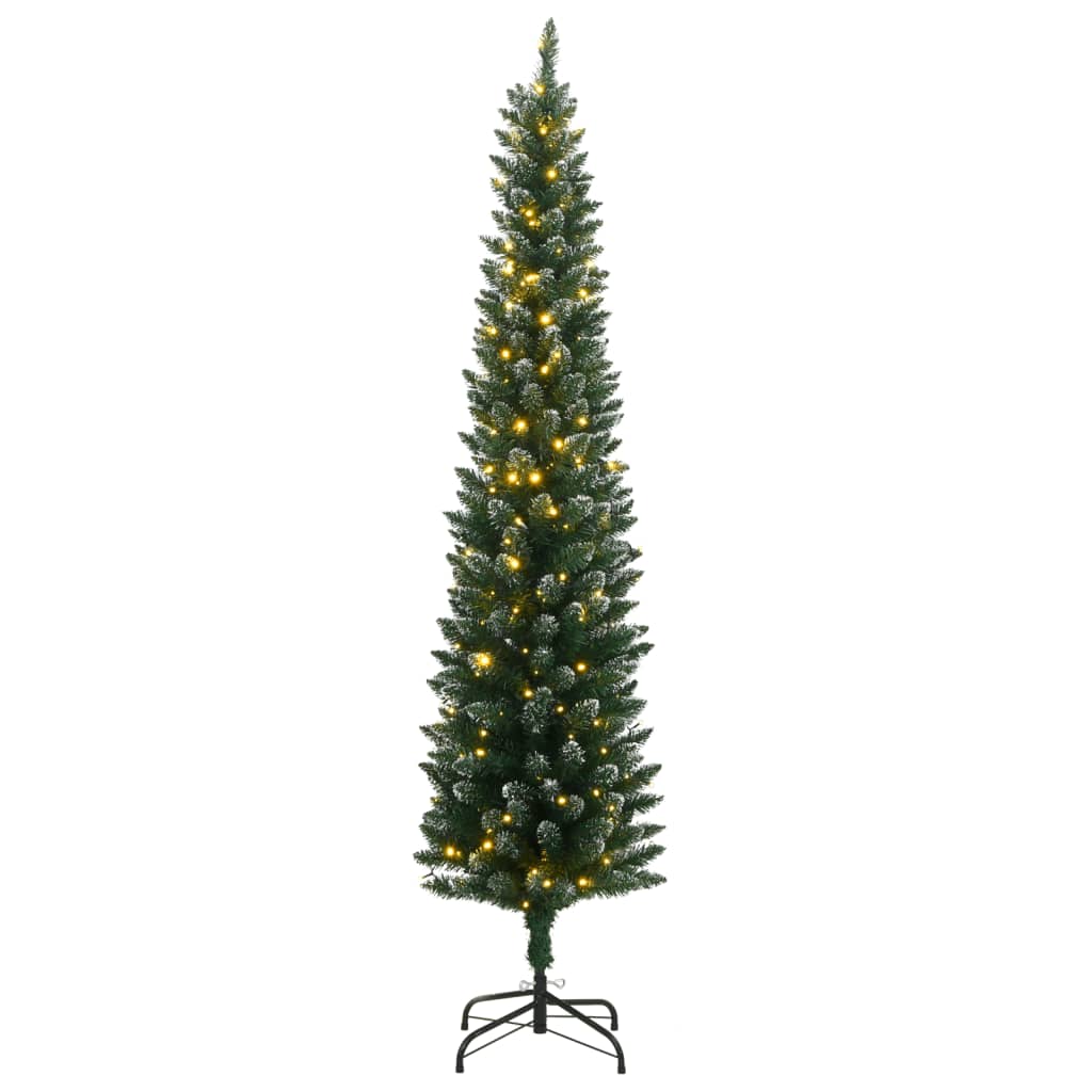 kunstigt smalt juletræ med 300 LED-lys 180 cm