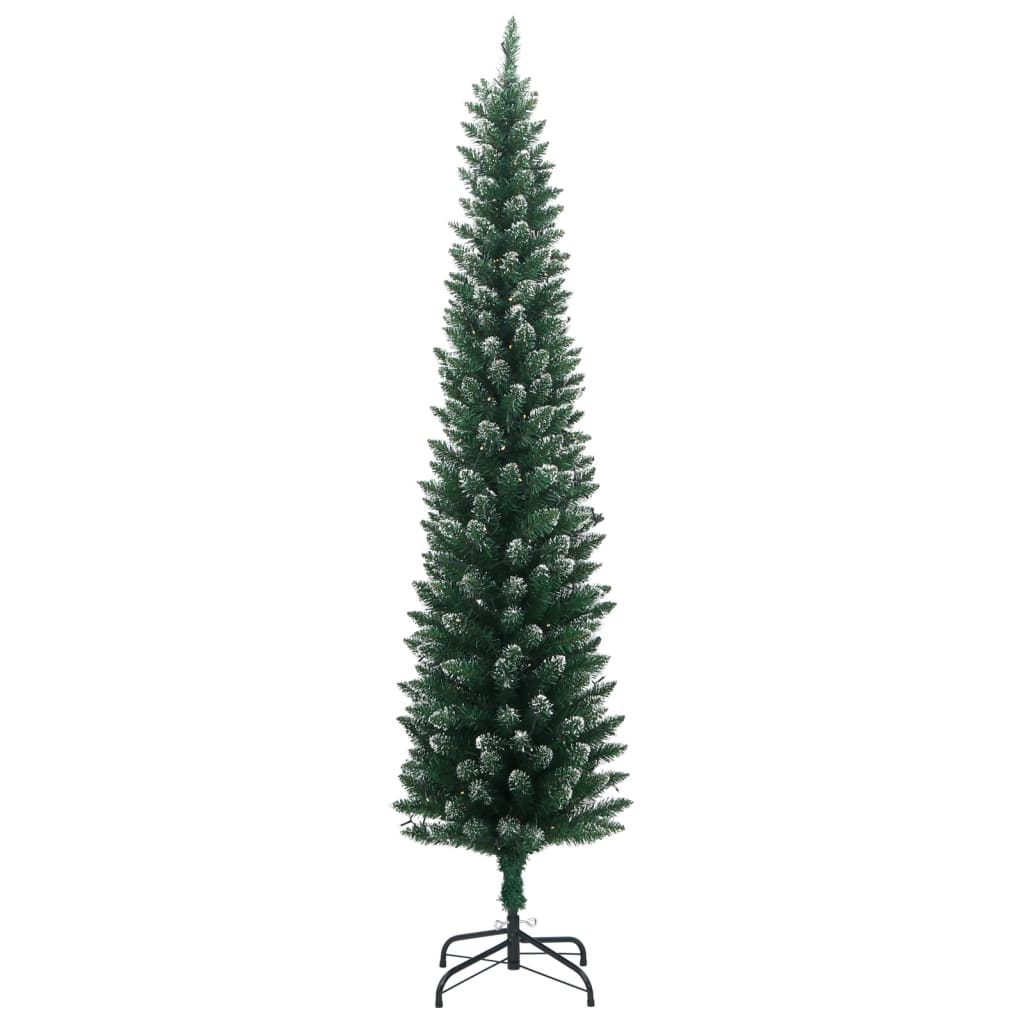 kunstigt smalt juletræ med 300 LED-lys 180 cm