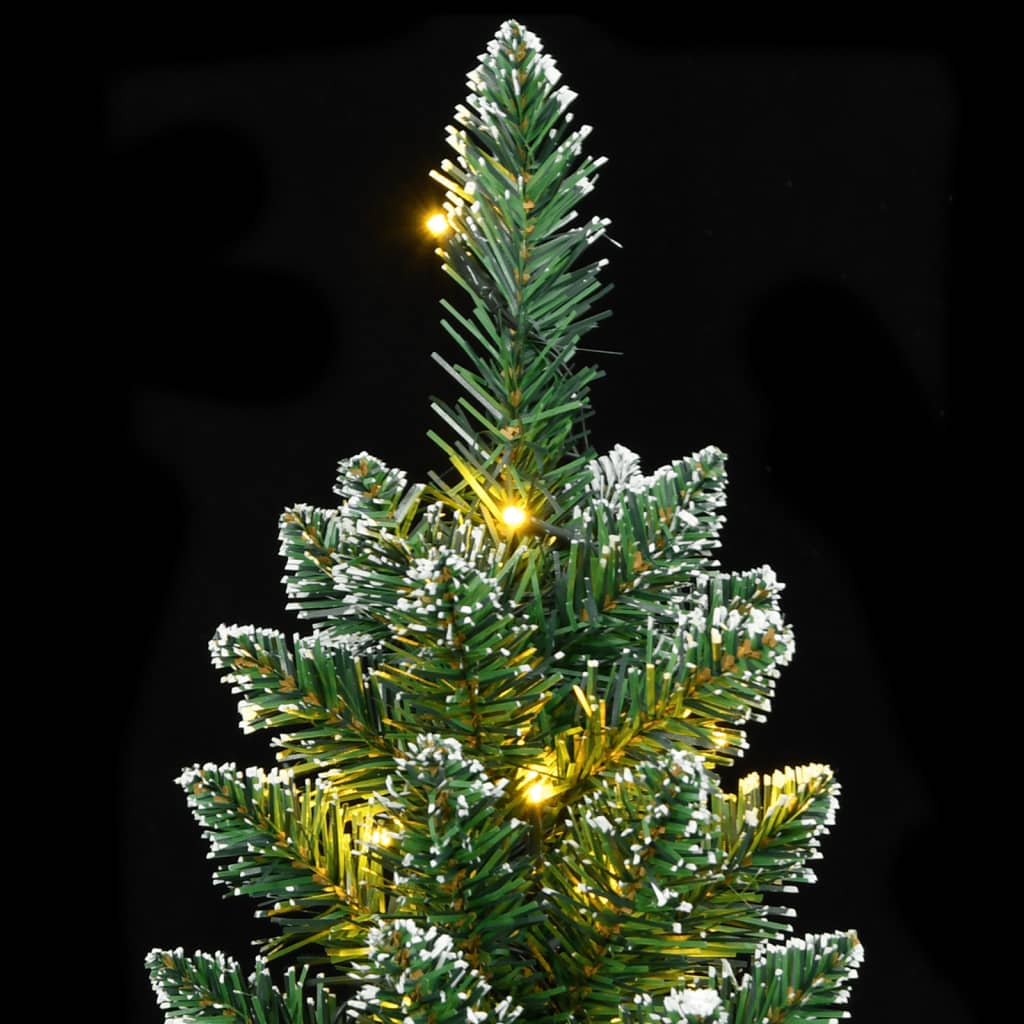 kunstigt smalt juletræ med 300 LED-lys 180 cm