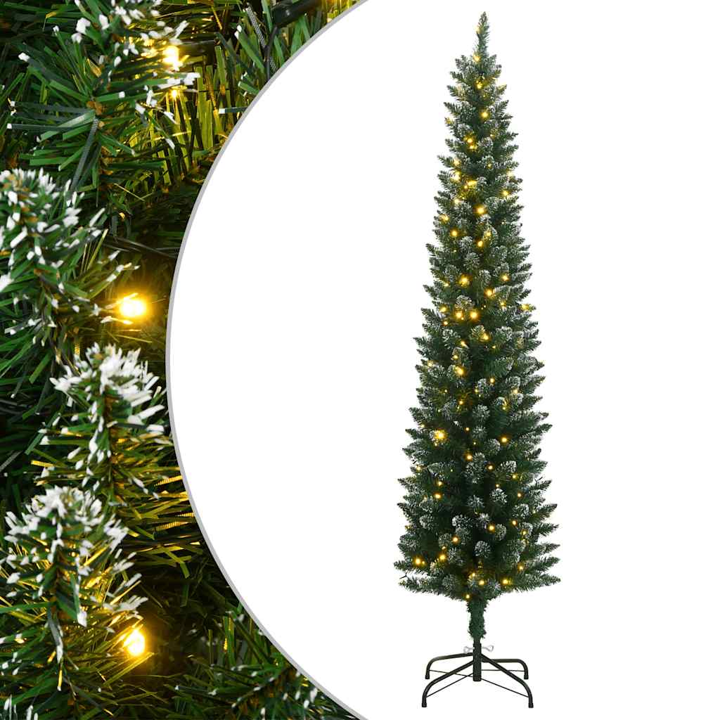 kunstigt smalt juletræ med 300 LED-lys 210 cm