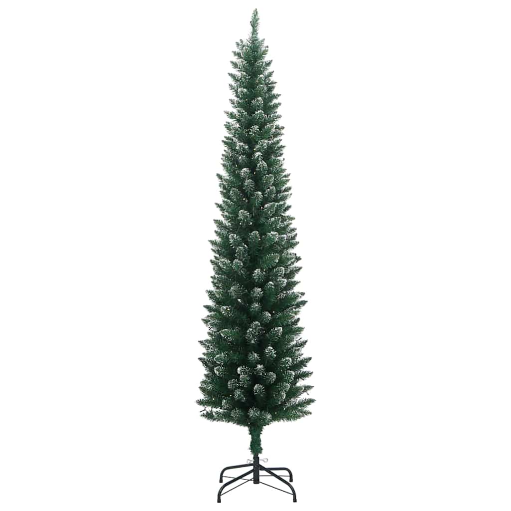 kunstigt smalt juletræ med 300 LED-lys 210 cm
