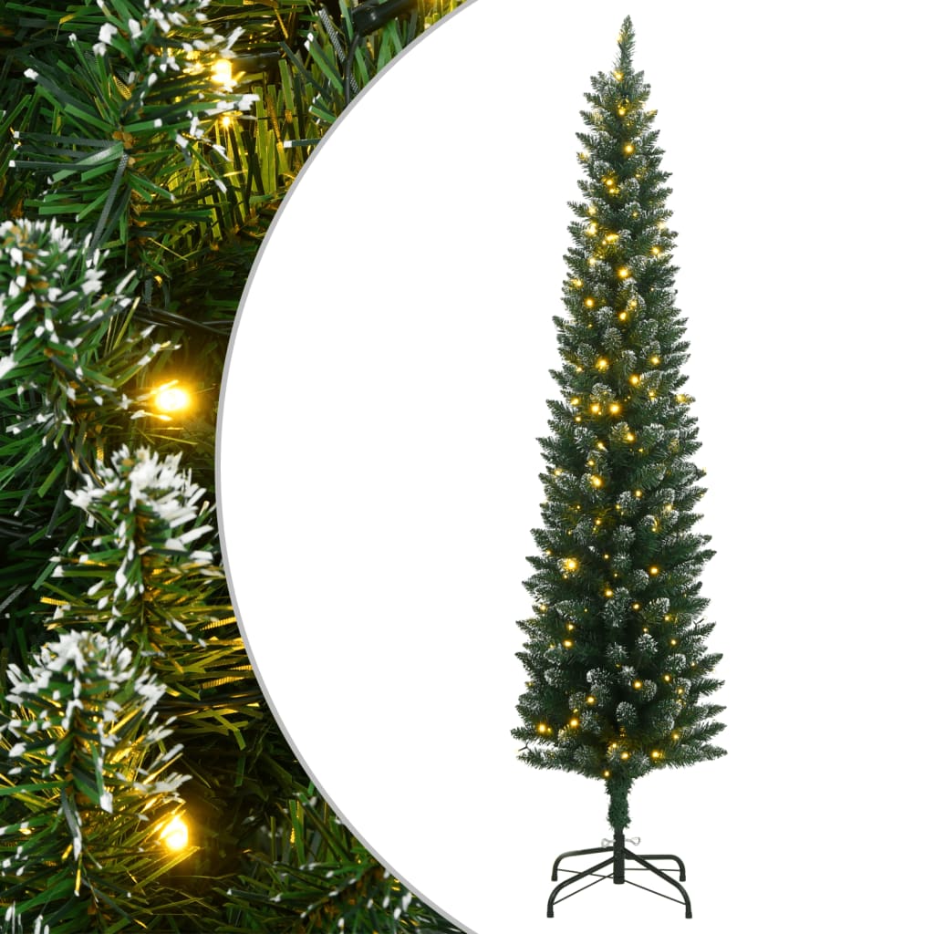 kunstigt smalt juletræ med 300 LED-lys 240 cm