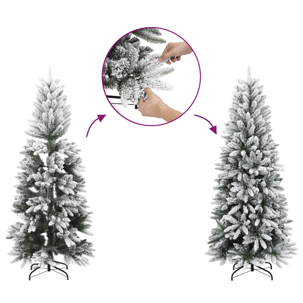 kunstigt juletræ med sne og 150 LED'er 150 cm