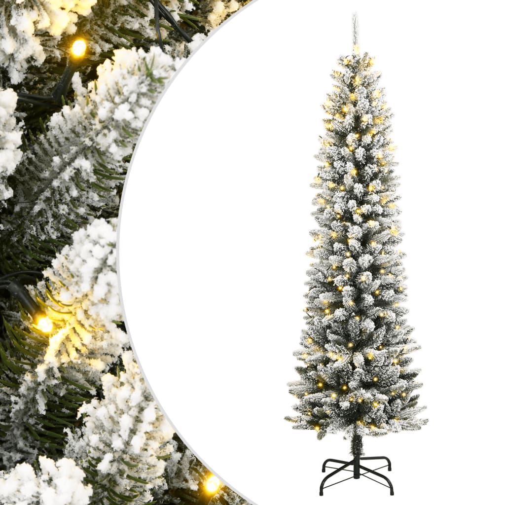 kunstigt juletræ med 300 LED'er og sne 240 cm