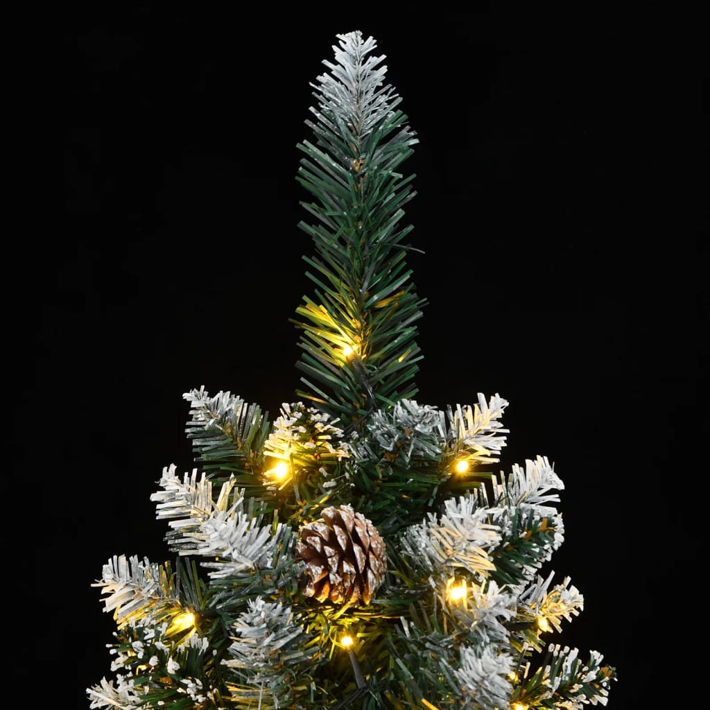 kunstigt smalt juletræ med 300 LED-lys 210 cm