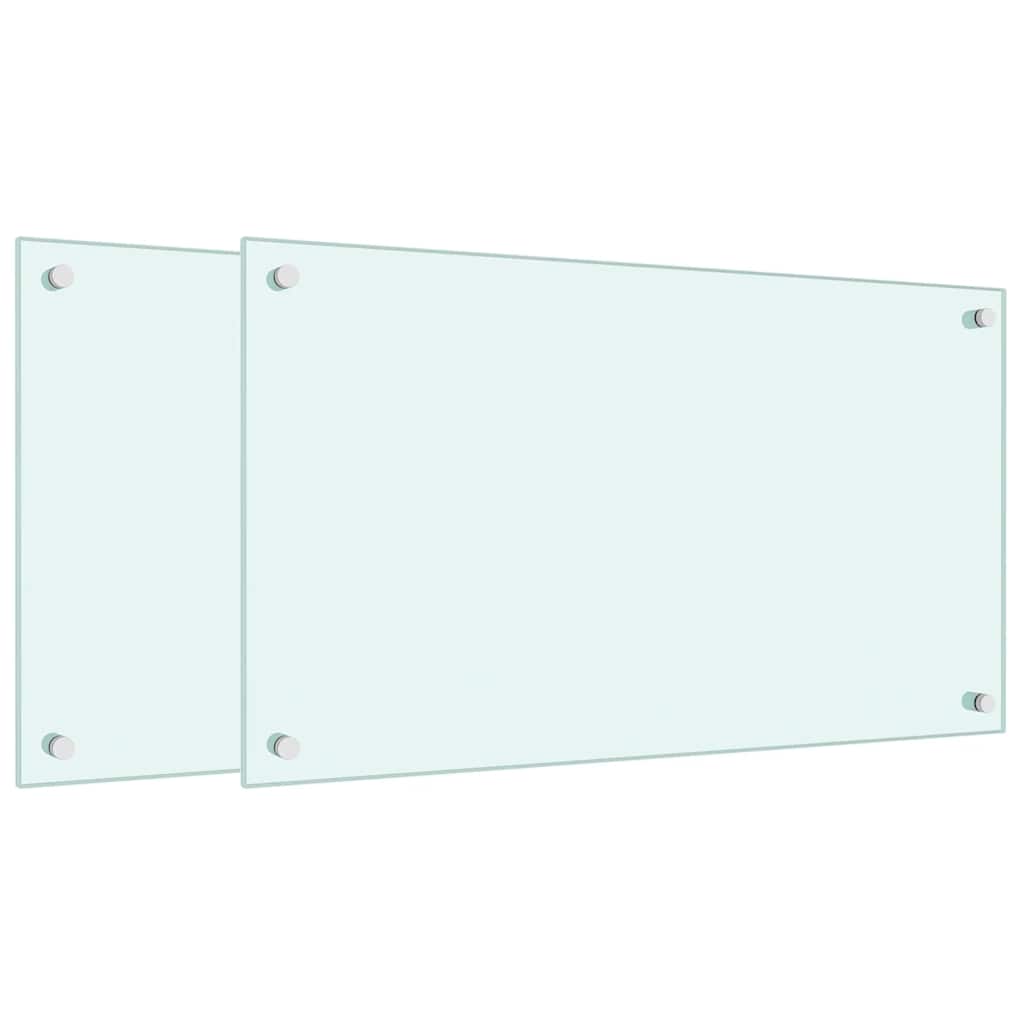 stænkplader 2 stk. 70x40 cm hærdet glas hvid