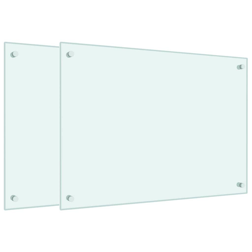 stænkplader 2 stk. 70x50 cm hærdet glas hvid