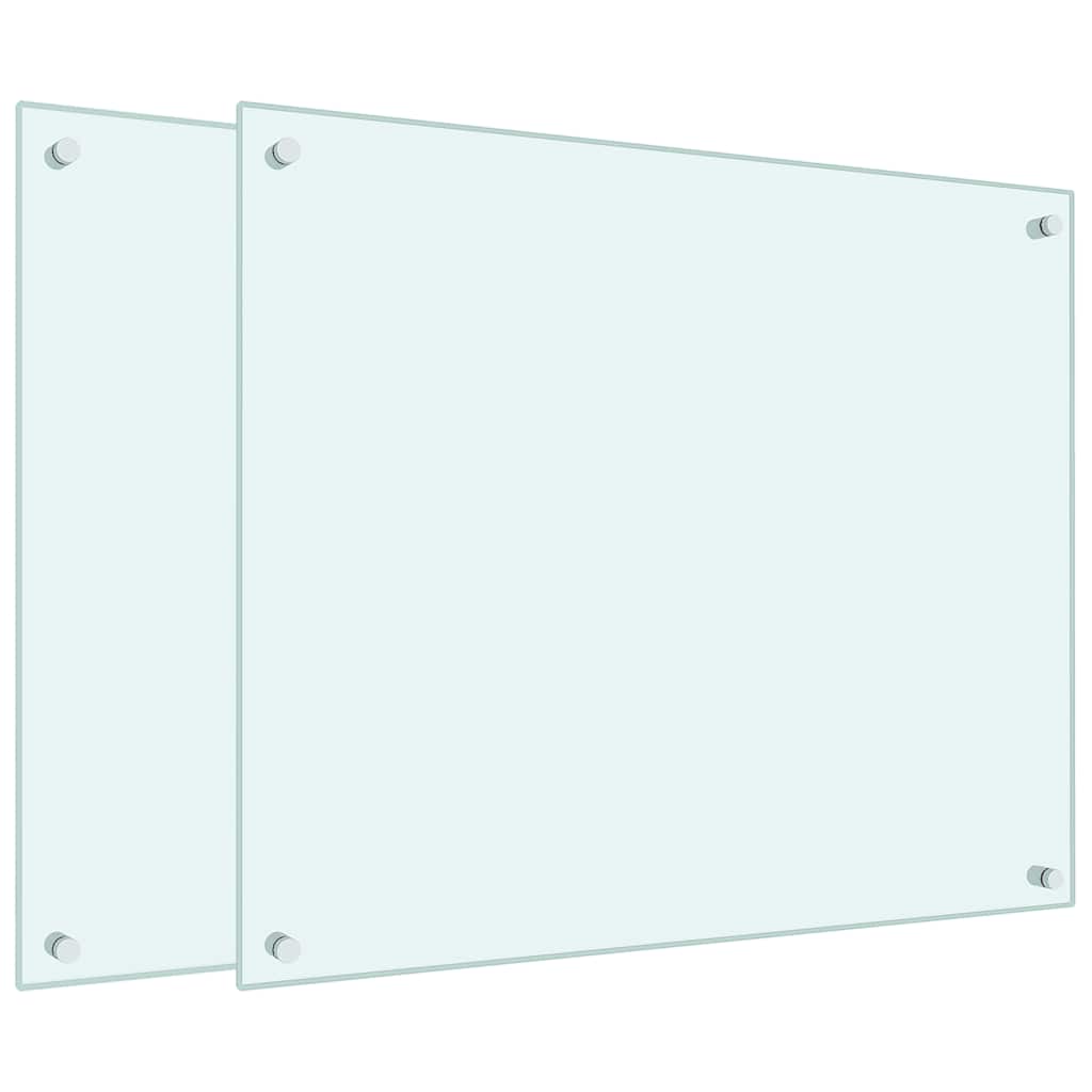 stænkplader 2 stk. 70x60 cm hærdet glas hvid