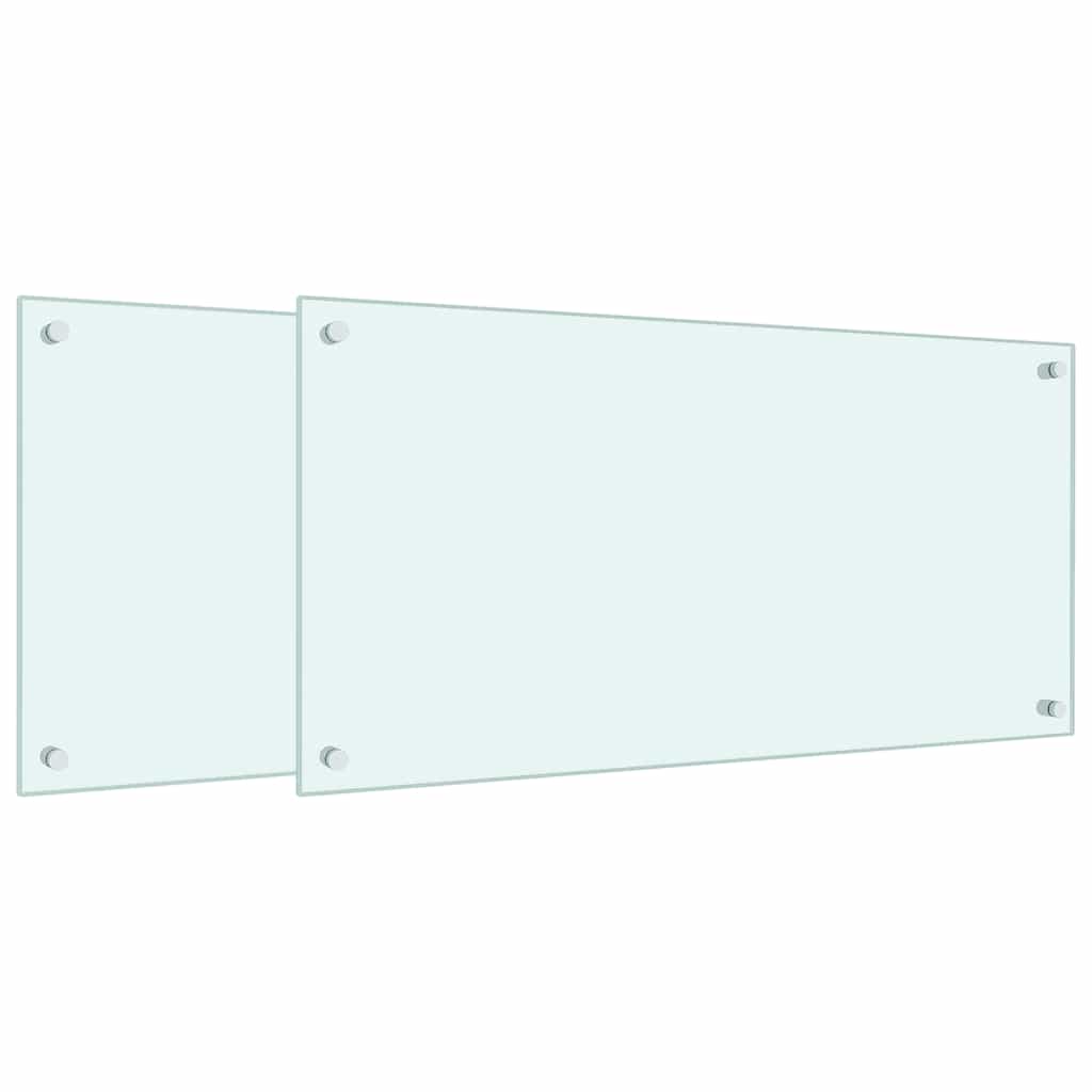 stænkplader 2 stk. 80x40 cm hærdet glas hvid