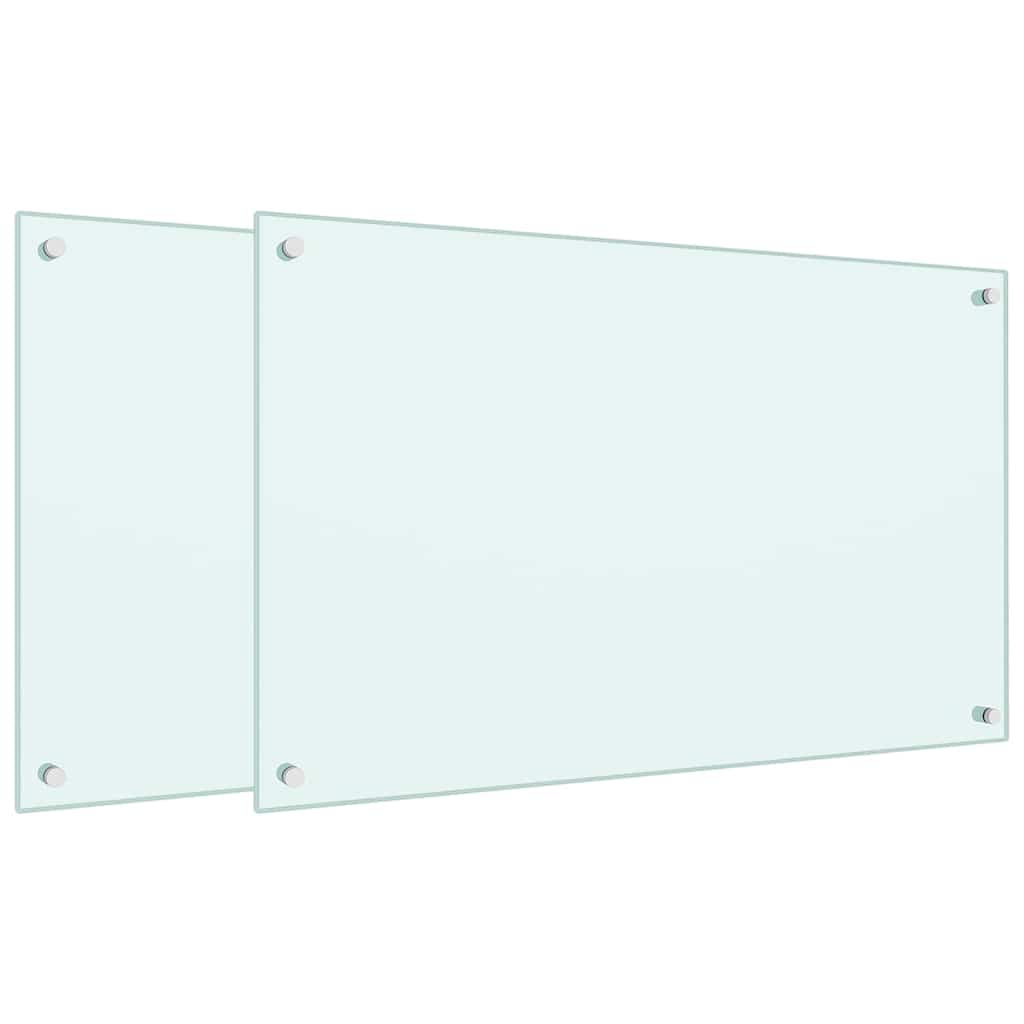 stænkplader 2 stk. 80x50 cm hærdet glas hvid