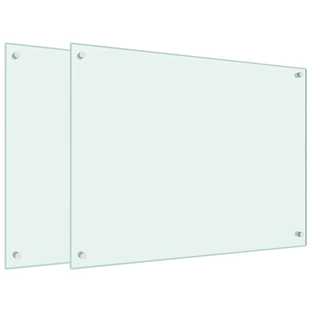 stænkplader 2 stk. 80x60 cm hærdet glas hvid