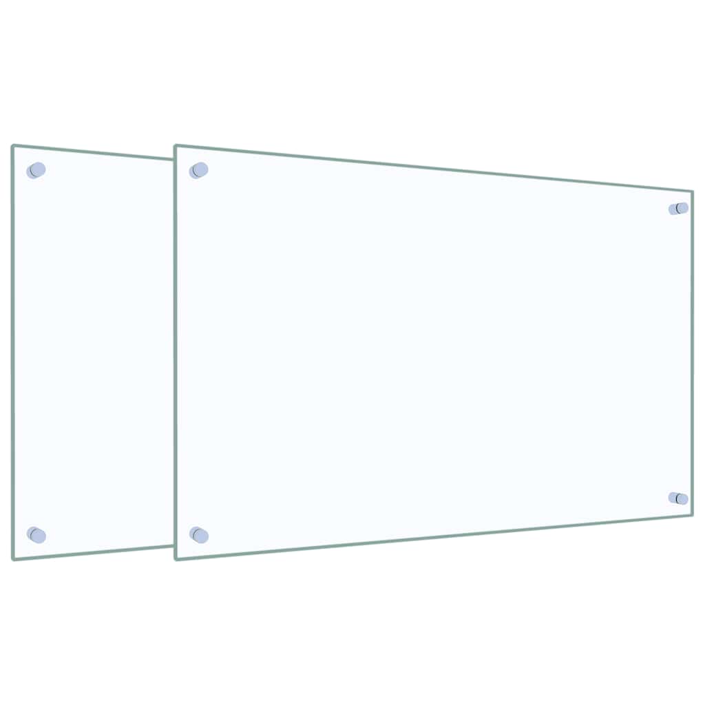 stænkplader 2 stk. 80x50 cm hærdet glas gennemsigtig