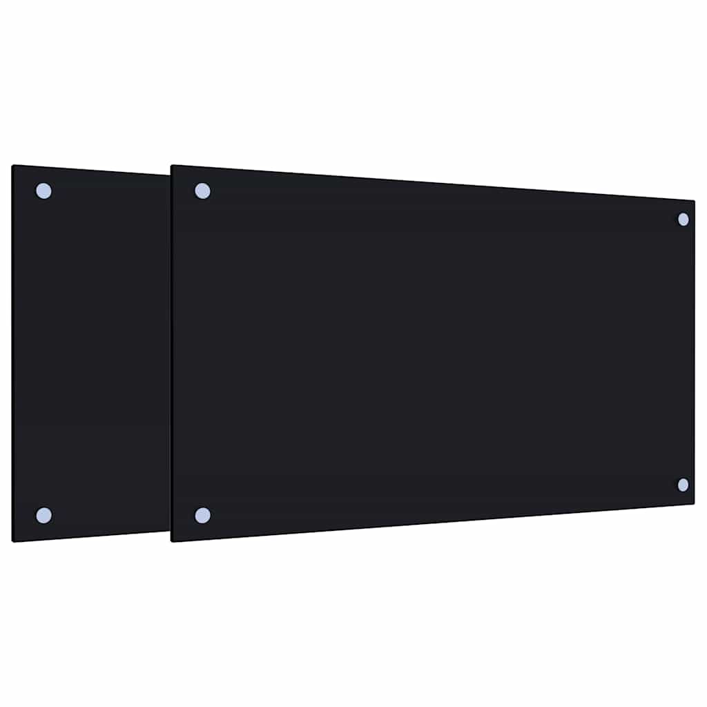 stænkplader 2 stk. 70x40 cm hærdet glas sort