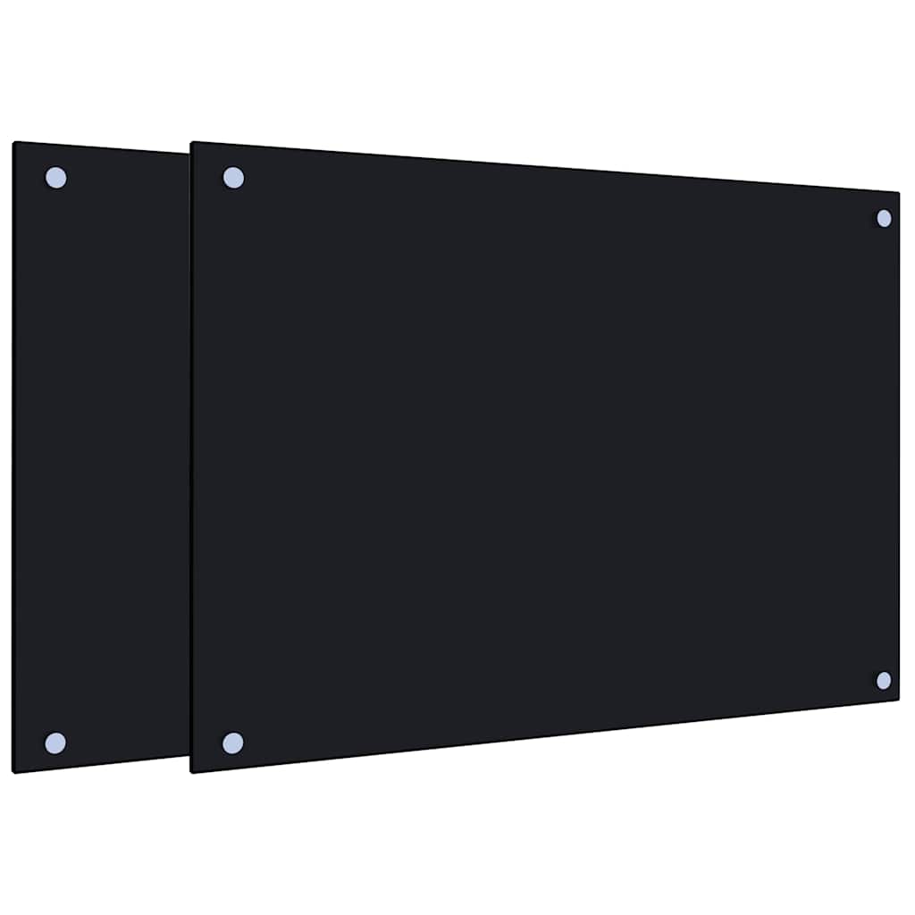stænkplader 2 stk. 70x50 cm hærdet glas sort