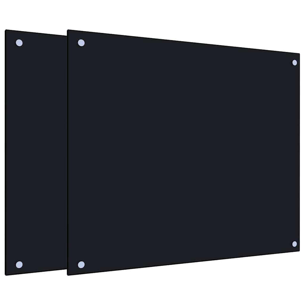 stænkplader 2 stk. 70x60 cm hærdet glas sort