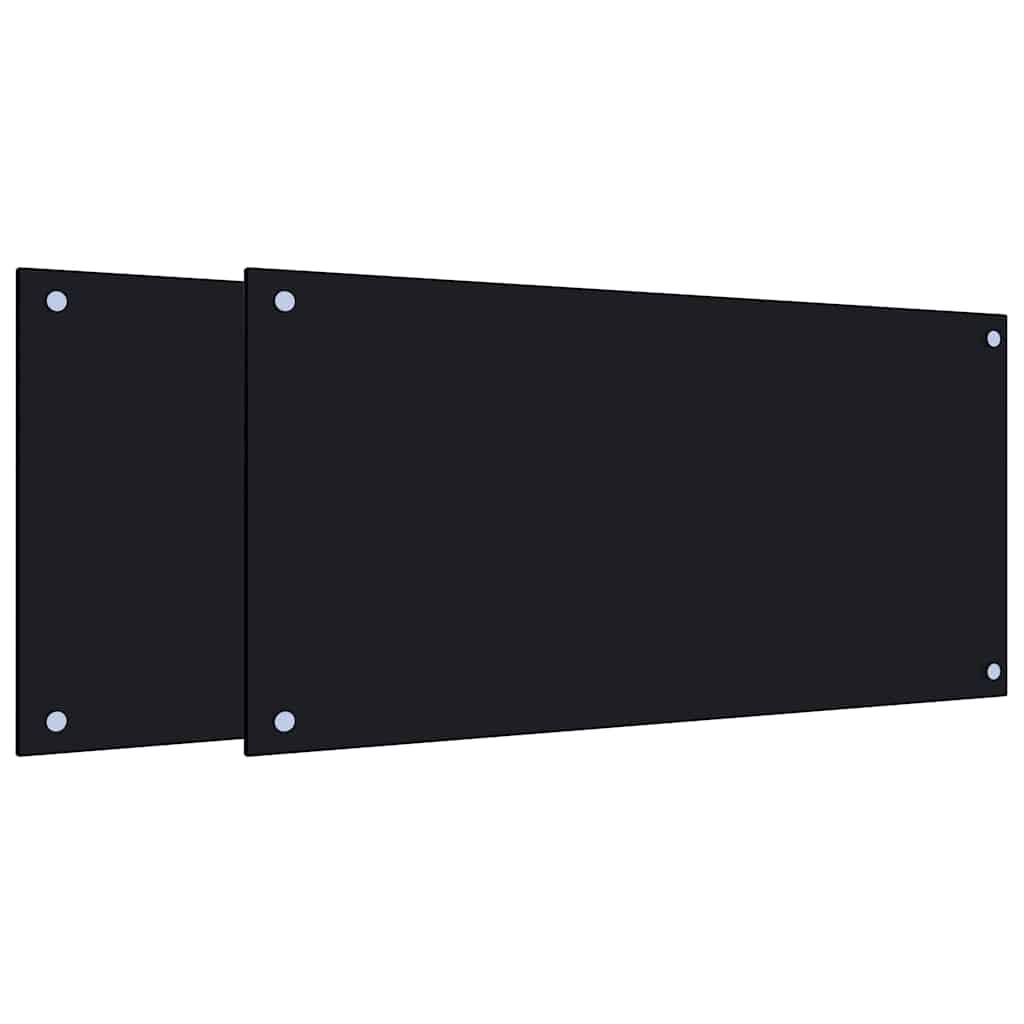 stænkplader 2 stk. 80x40 cm hærdet glas sort