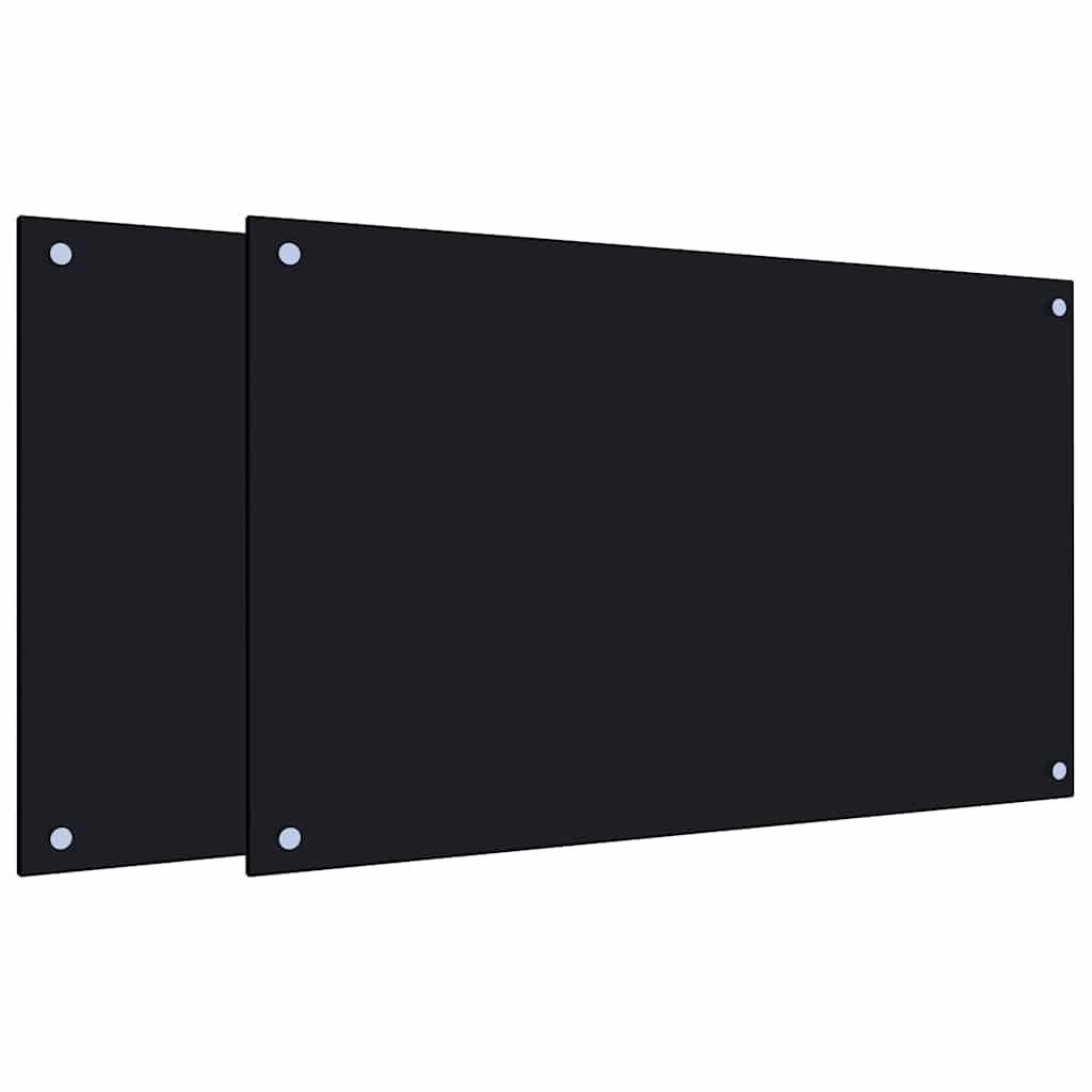 stænkplader 2 stk. 80x50 cm hærdet glas sort