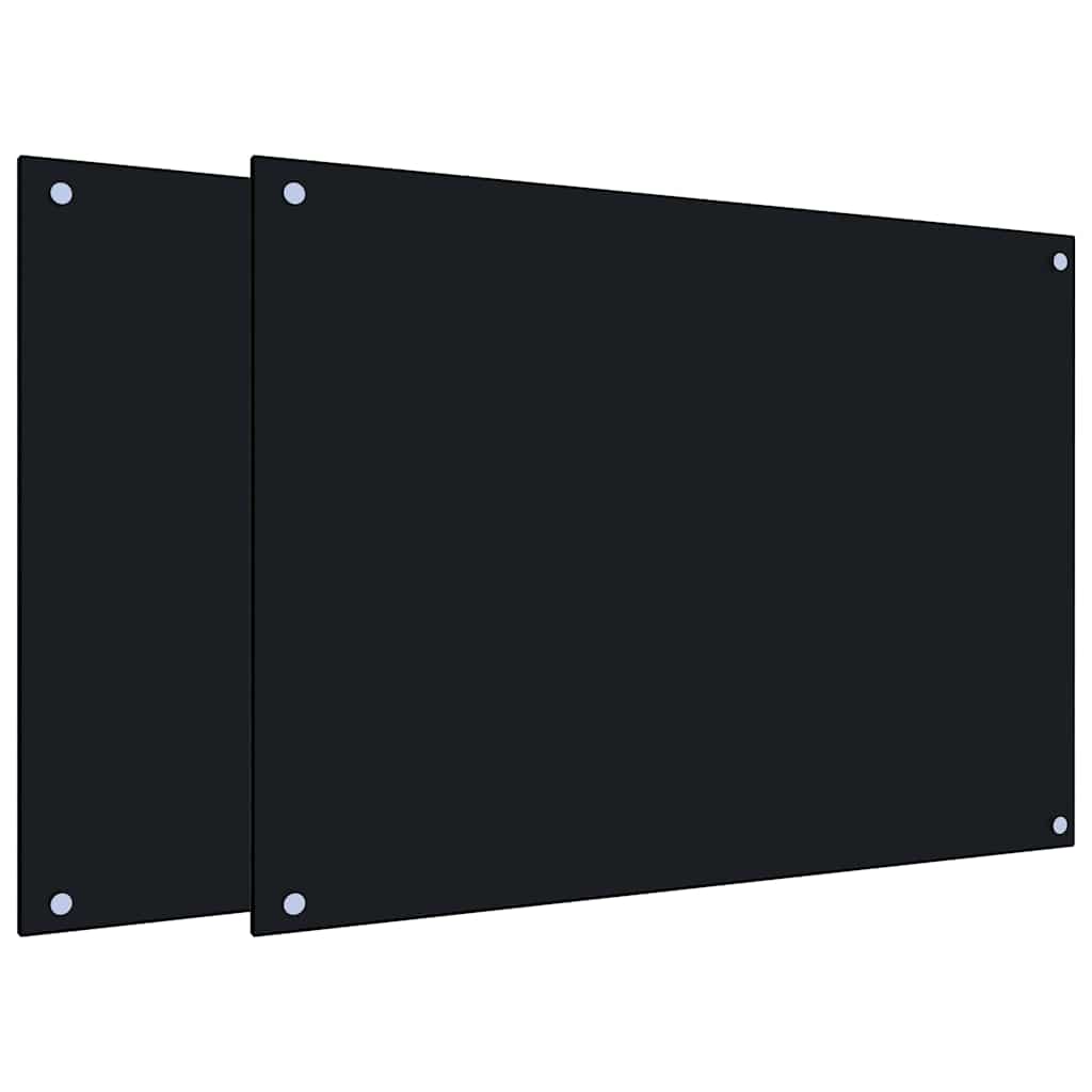 stænkplader 2 stk. 80x60 cm hærdet glas sort