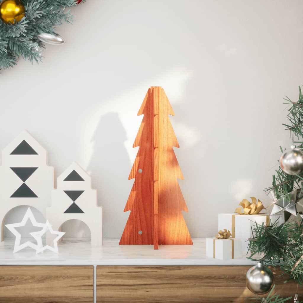 dekorativt juletræ 49 cm massivt fyrretræ gyldenbrun