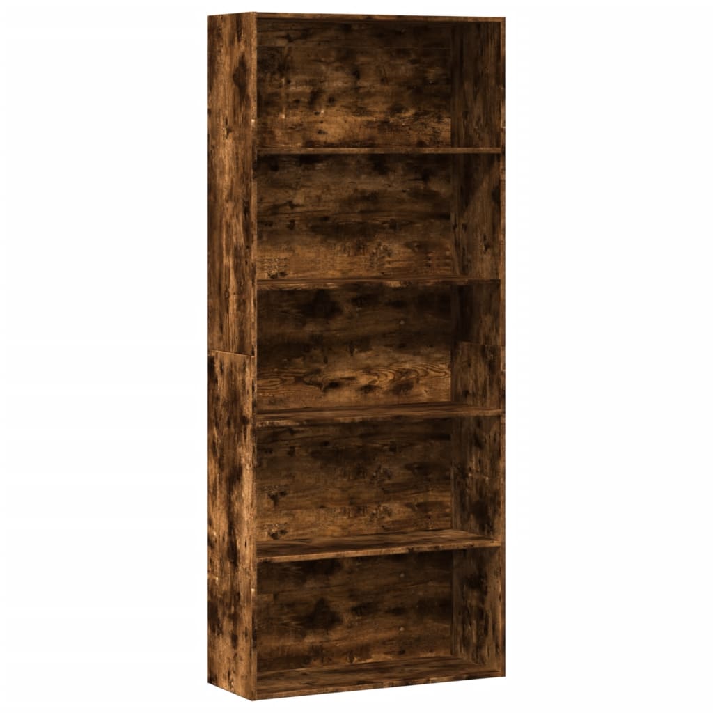 bogreol 80x30x189 cm konstrueret træ røget egetræ