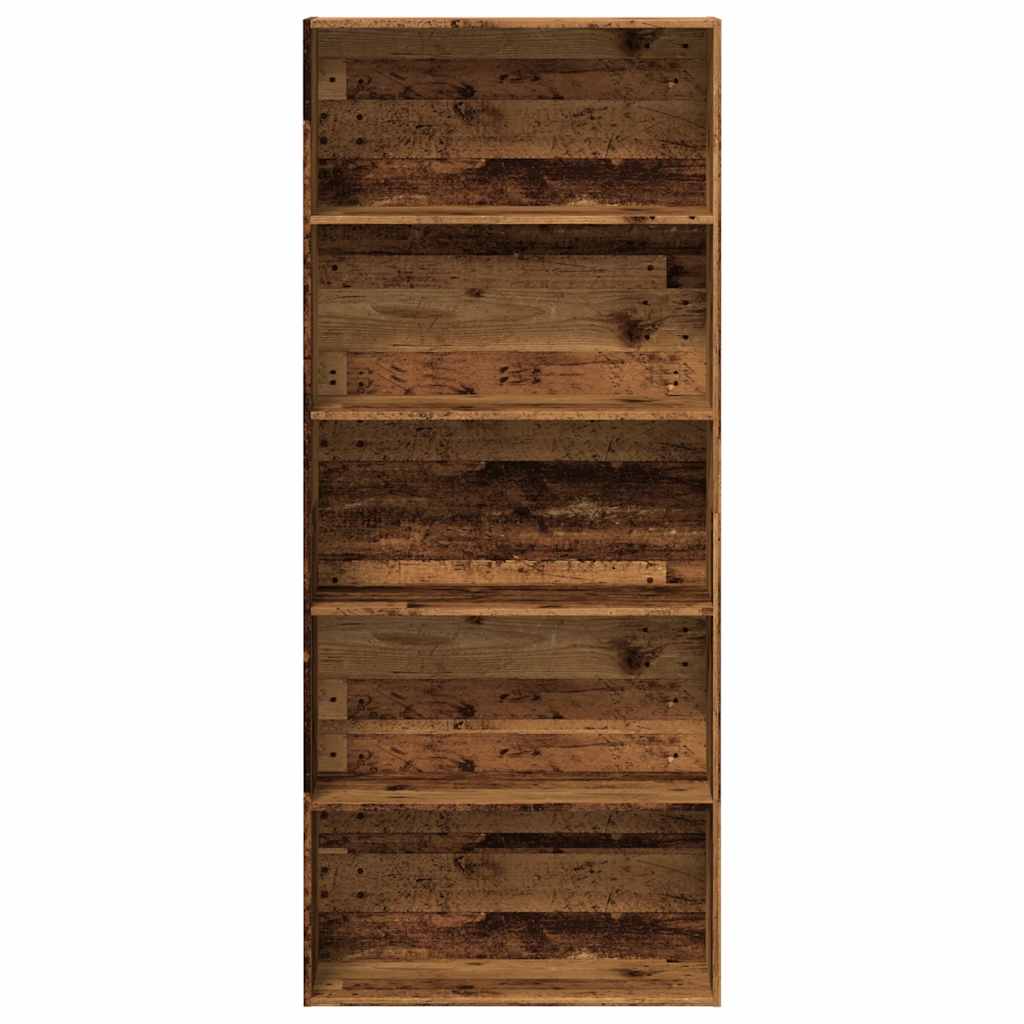 bogreol 80x30x189 cm konstrueret træ gammelt træ-look
