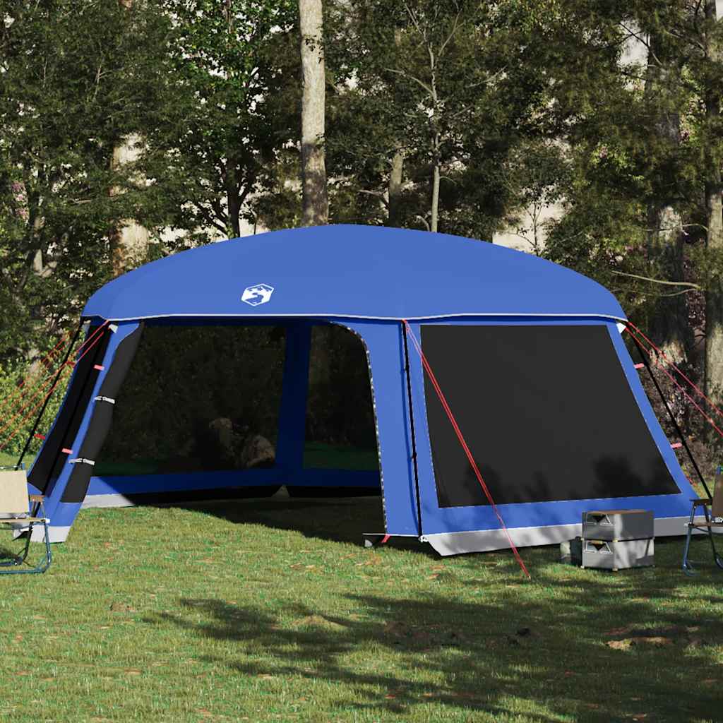 pooltelt med aftagelig flue og netvægge 670x590 cm azurblå