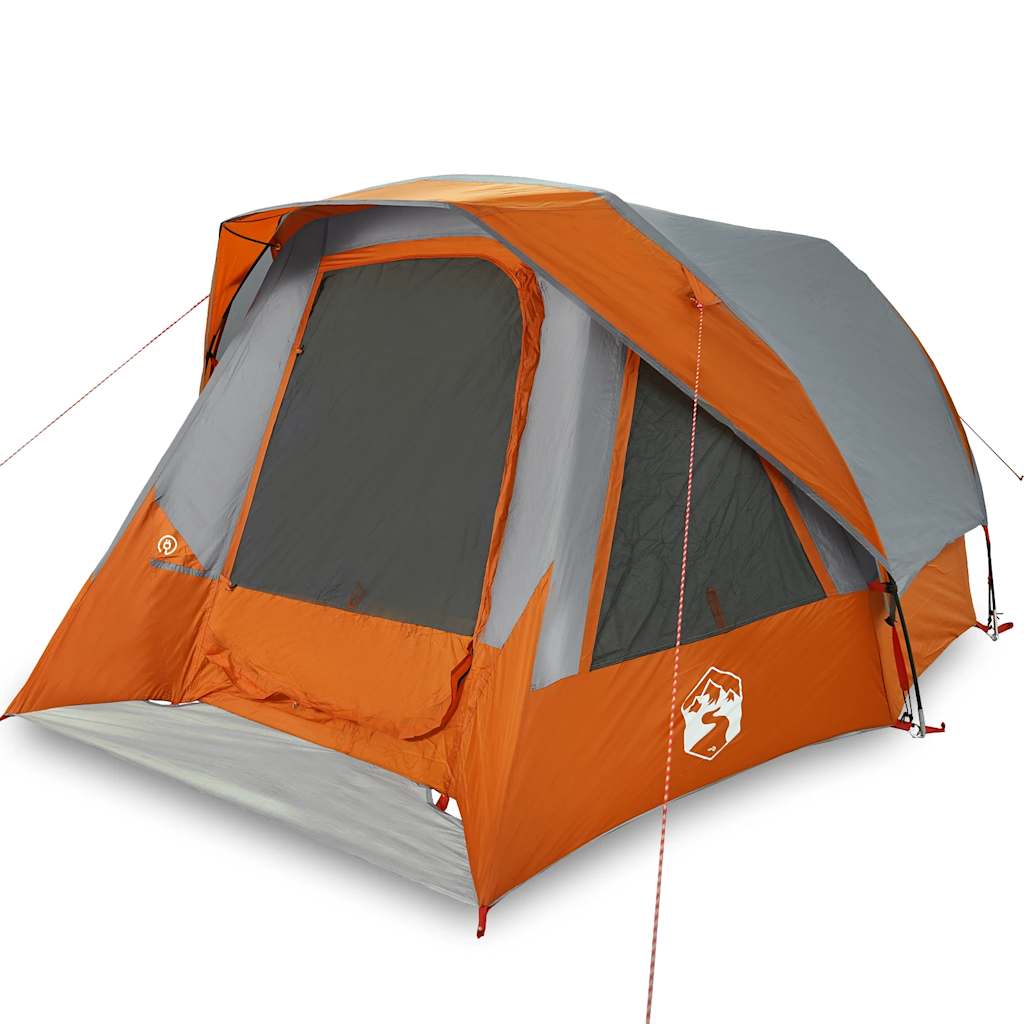 4-personers campingtelt vandtæt grå og orange