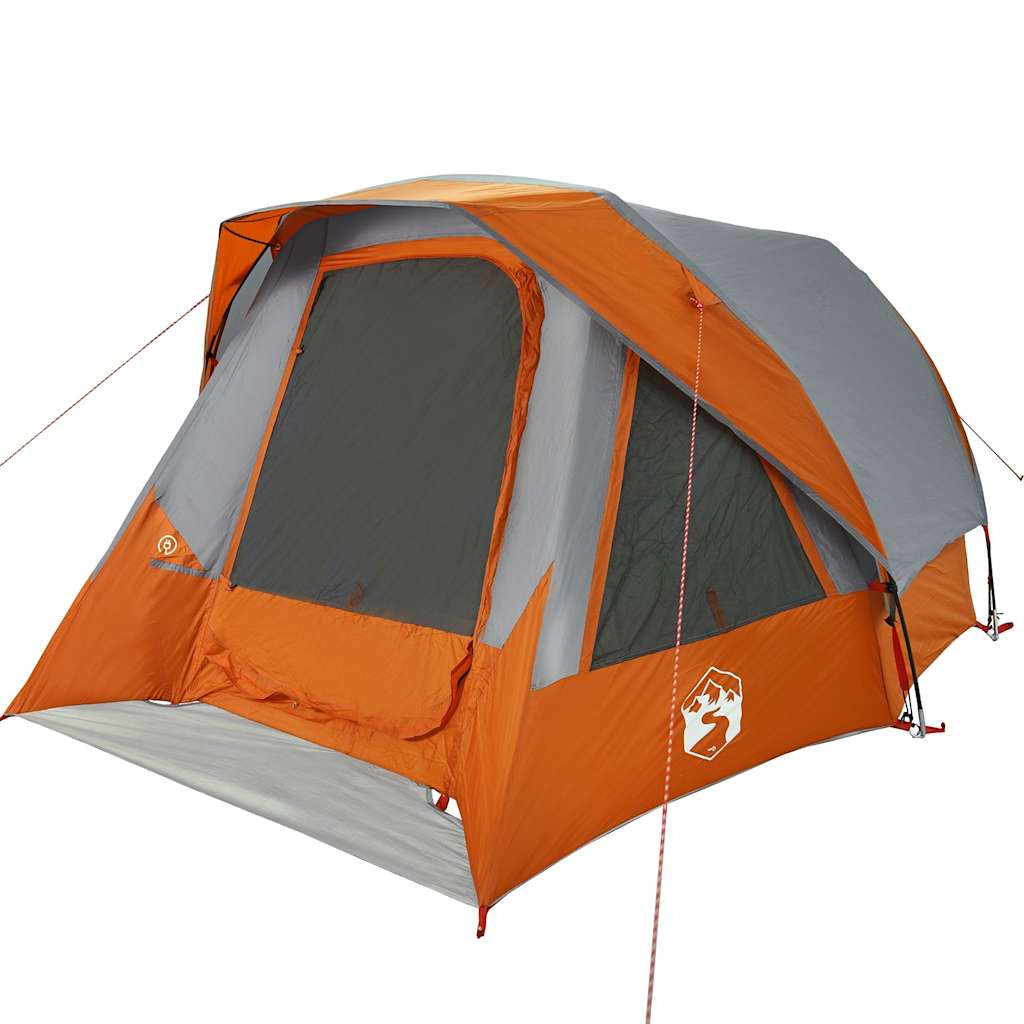 4-personers campingtelt vandtæt grå og orange