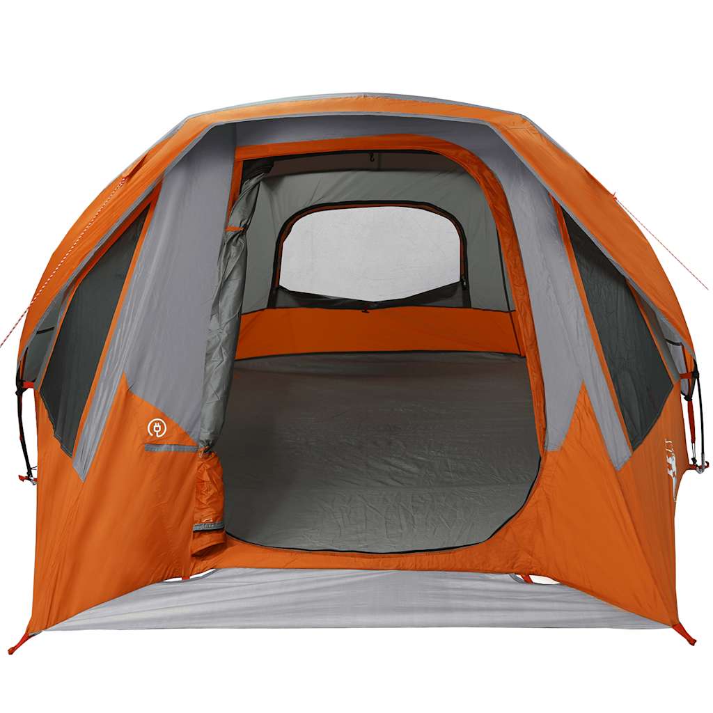 4-personers campingtelt vandtæt grå og orange