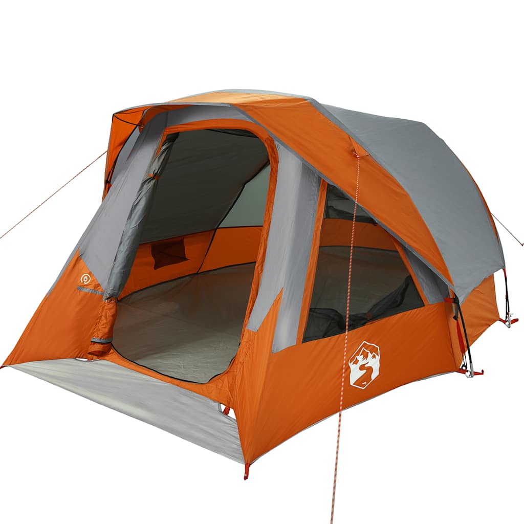 4-personers campingtelt vandtæt grå og orange