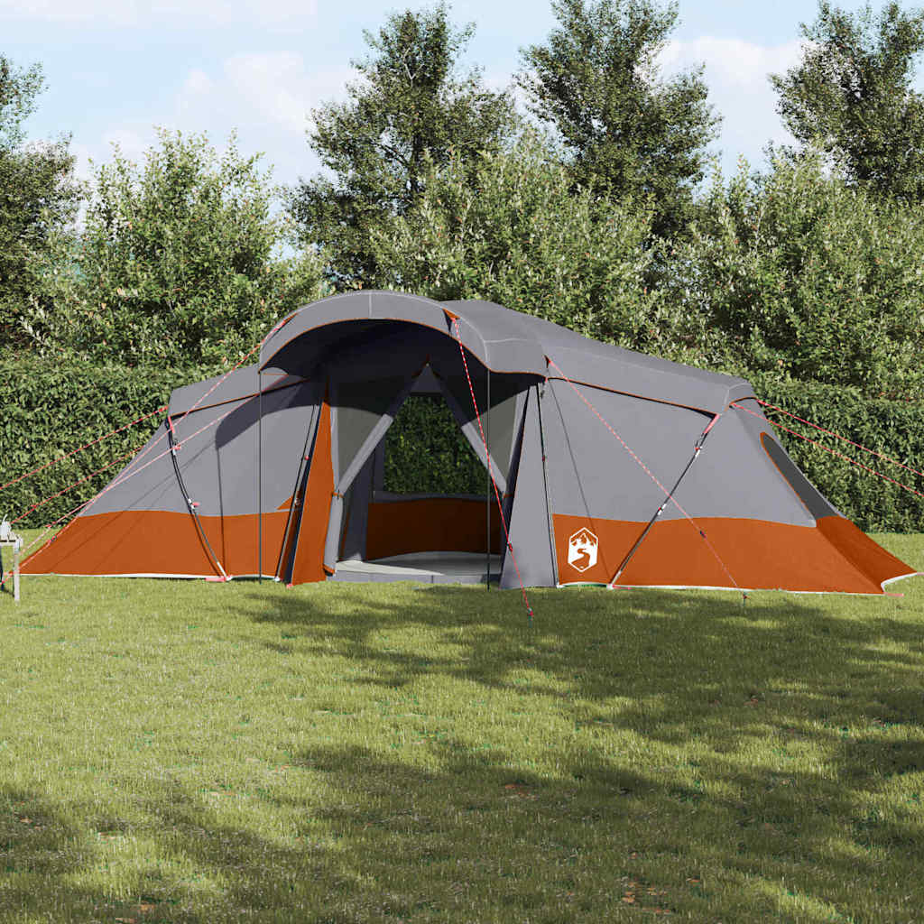 Familietelt 6-personers Grå og orange Polyester og Fiberglass