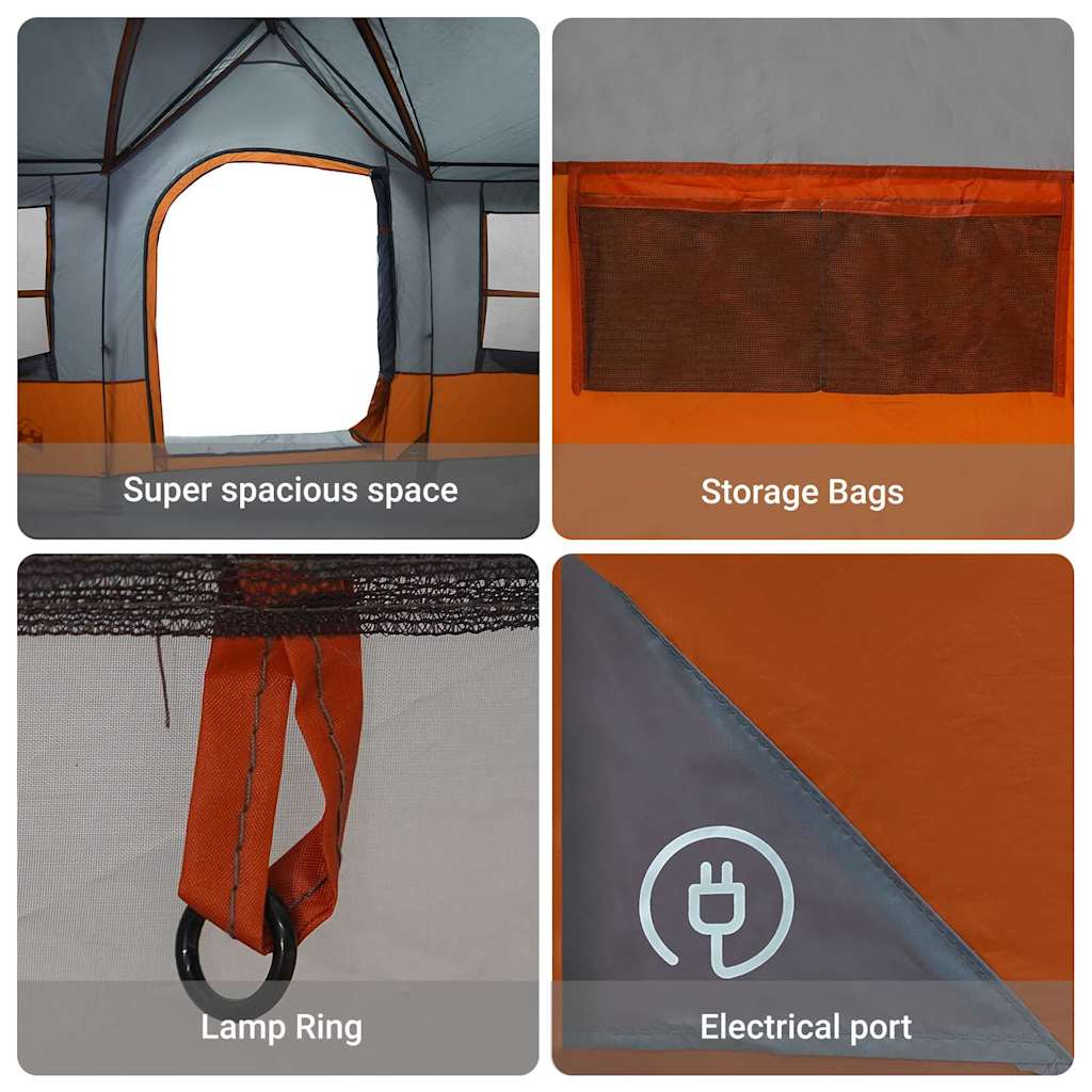 Familietelt Grå og orange 622 x 295 x 238 cm Polyester og Stål
