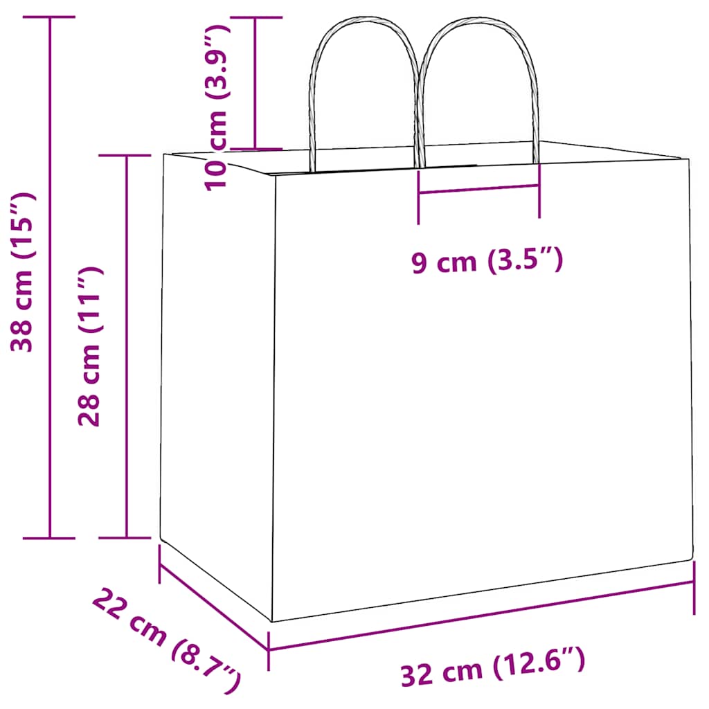 papirposer 250 stk. med håndtag 32x22x28 cm hvid