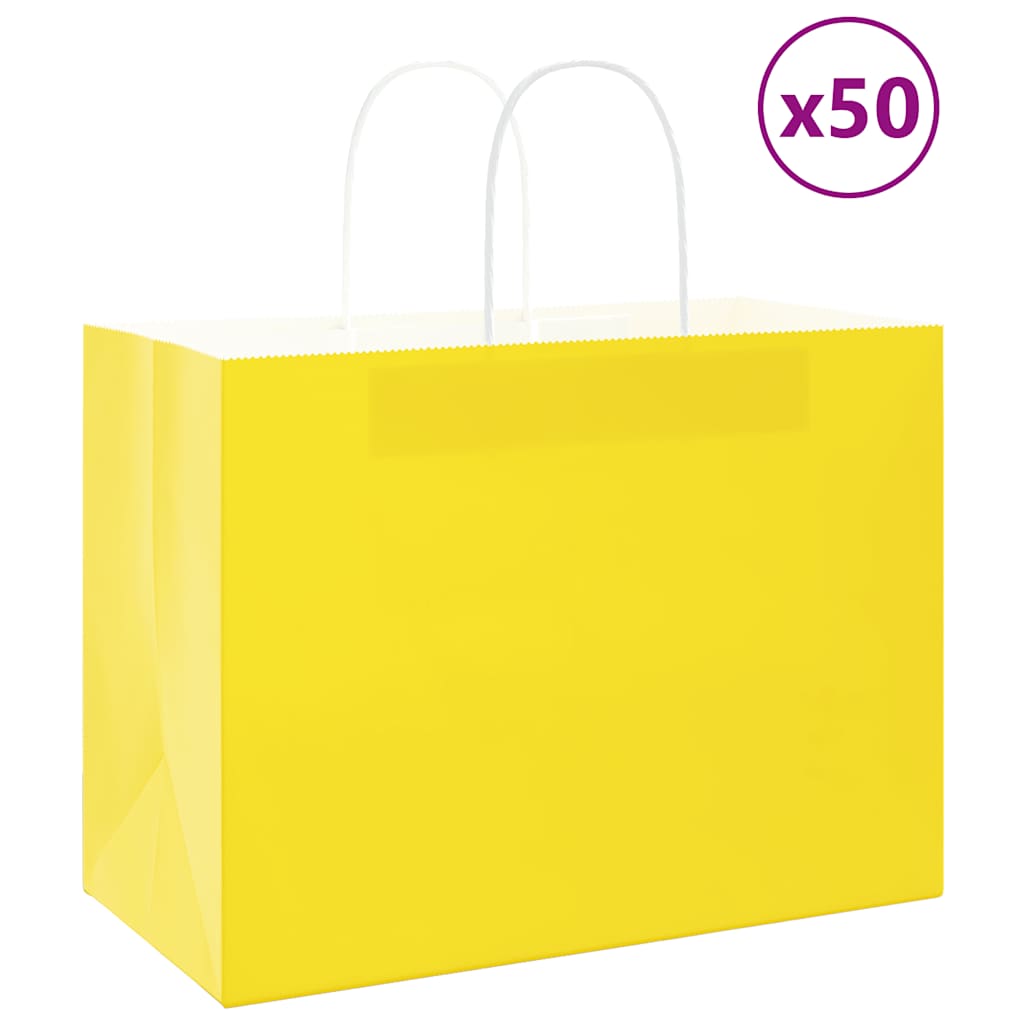 papirposer 50 stk. med håndtag 32x17x25 cm gul
