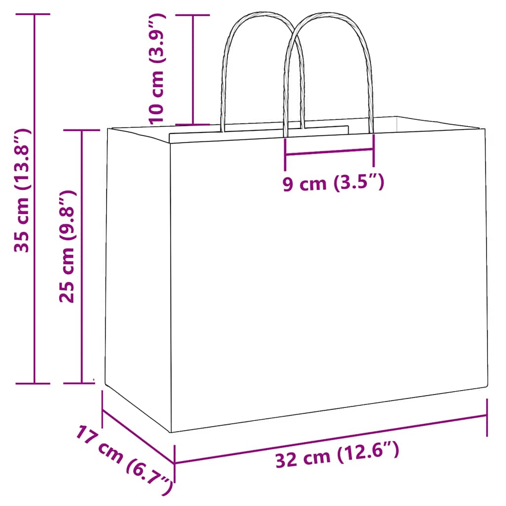 papirposer 50 stk. med håndtag 32x17x25 cm gul