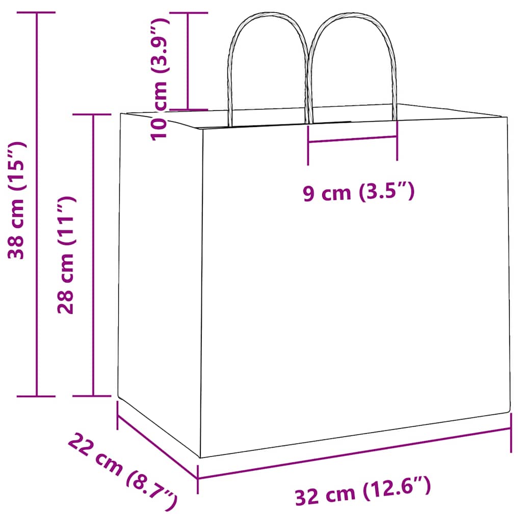 papirposer 50 stk. med håndtag 32x22x28 cm gul
