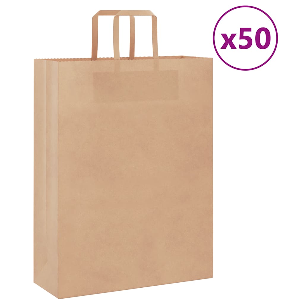 papirposer 50 stk. med håndtag 32x12x42 cm brun