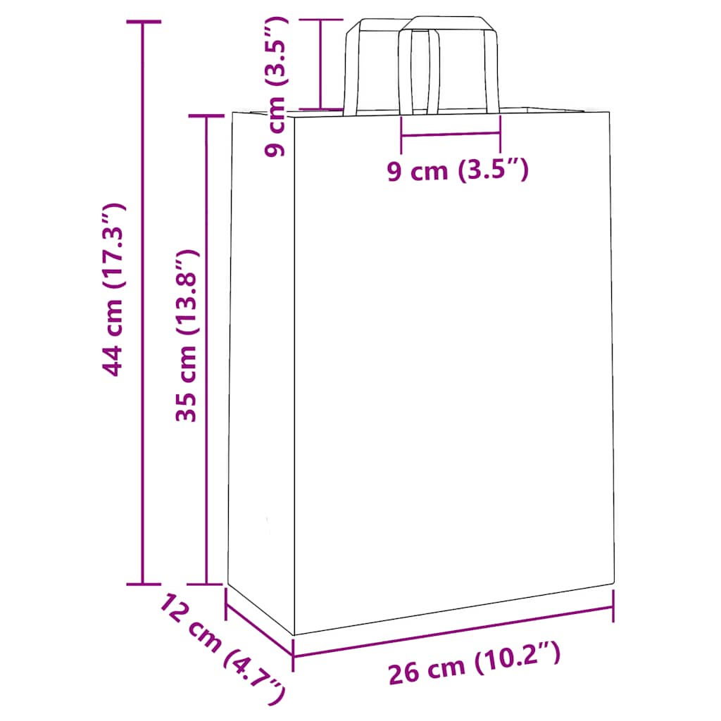 papirposer 250 stk. med håndtag 26x12x35 cm brun