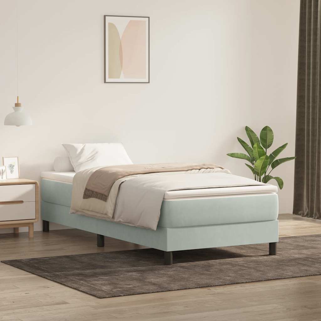 kontinentalseng uden madras 90x220 cm fløjl lysegrå