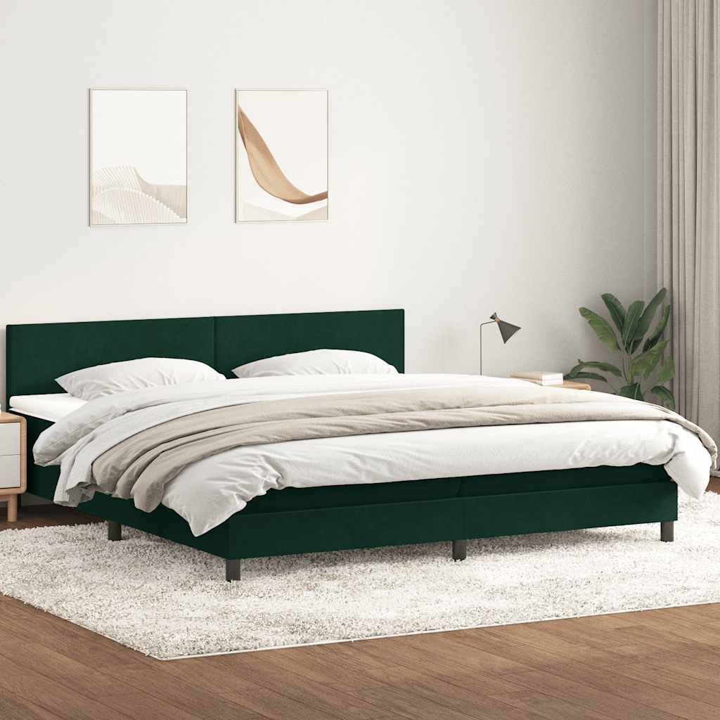 kontinentalseng med madras 180x220 cm fløjl mørkegrøn