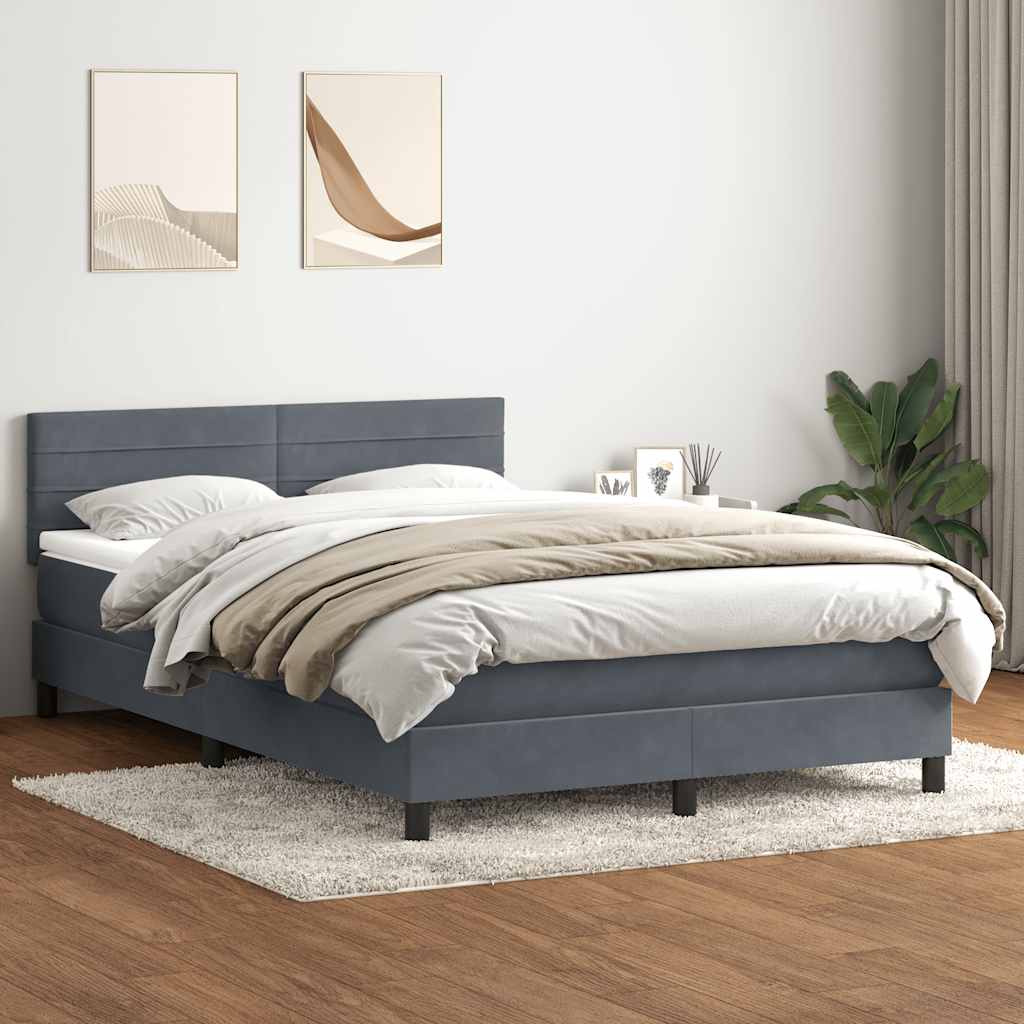 kontinentalseng med madras 160x210 cm fløjl mørkegrå