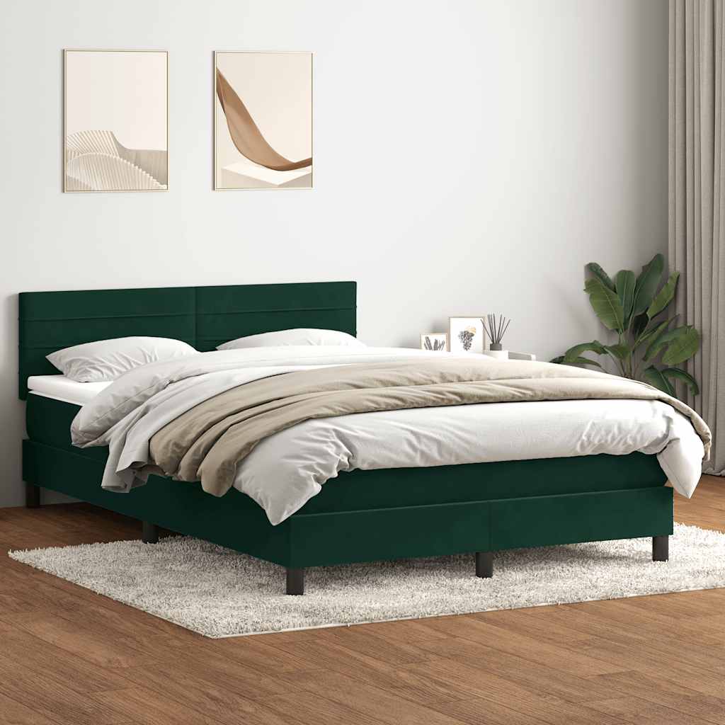 kontinentalseng med madras 160x220 cm fløjl mørkegrøn