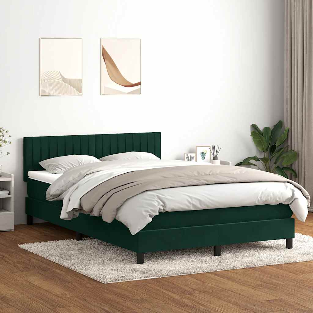 kontinentalseng med madras 160x220 cm fløjl mørkegrøn