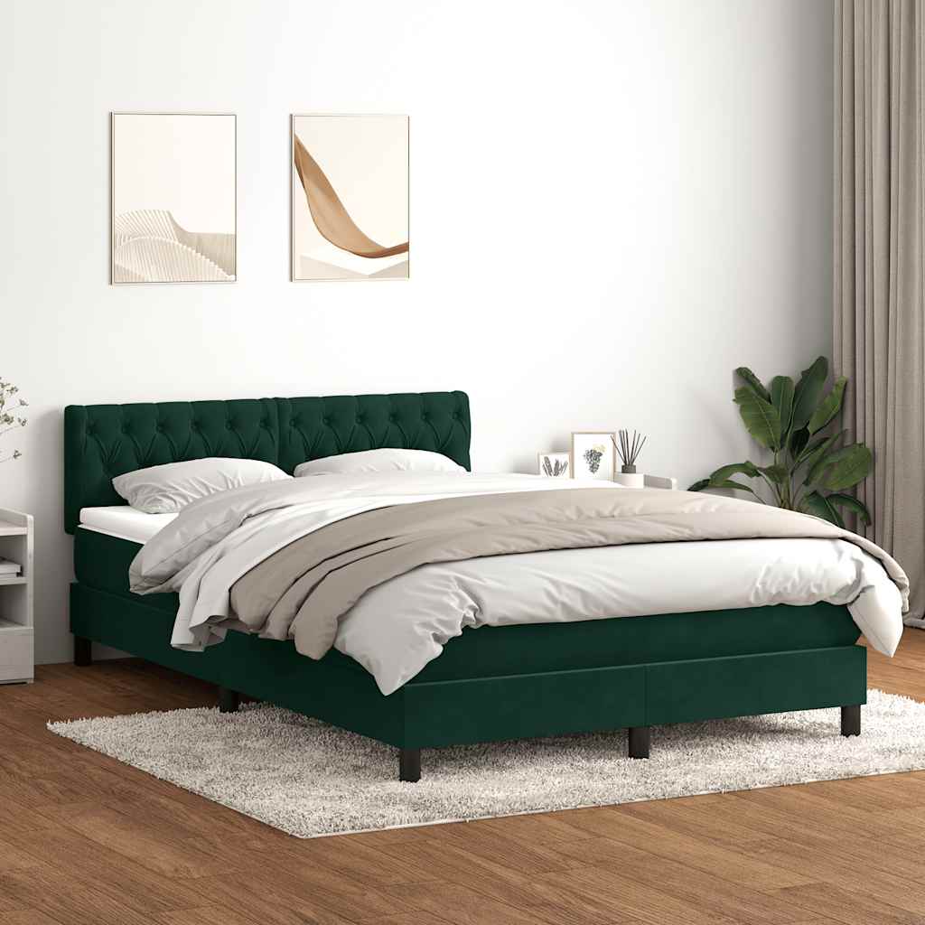 kontinentalseng med madras 160x220 cm fløjl mørkegrøn