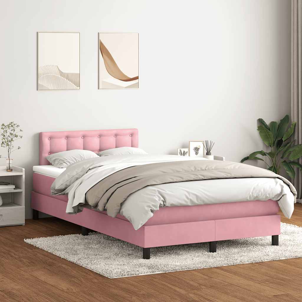 kontinentalseng med madras 120x220 cm velour lyserød
